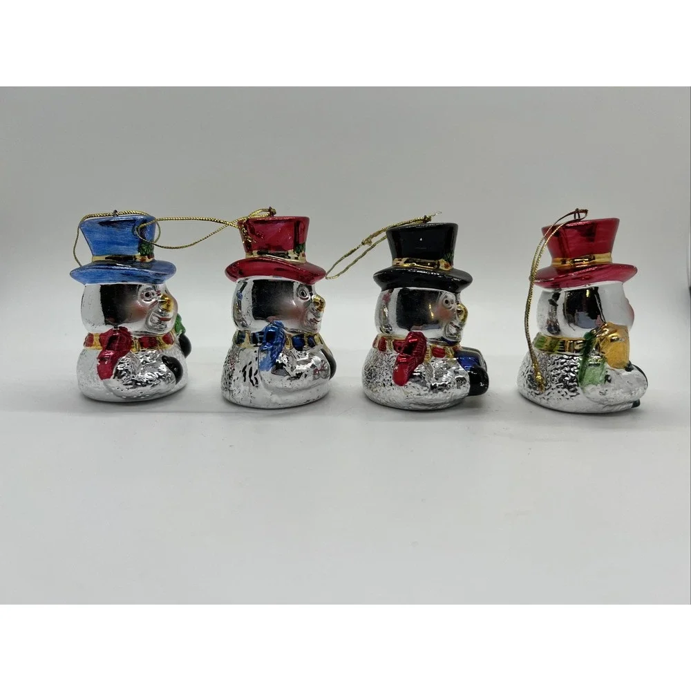 Holiday Style Porcelain Snowman Christmas Ornaments Set‎ Of 4